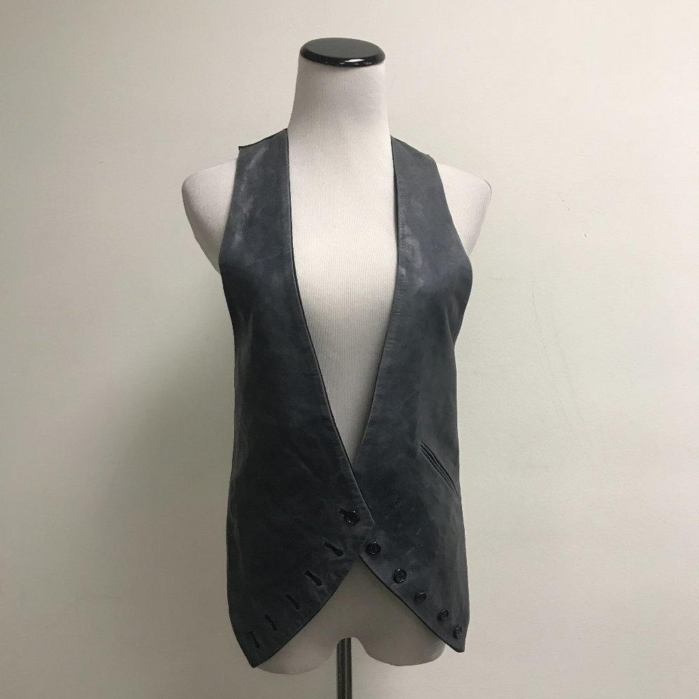 Elizabeth & James gray leather vest waistcoat M